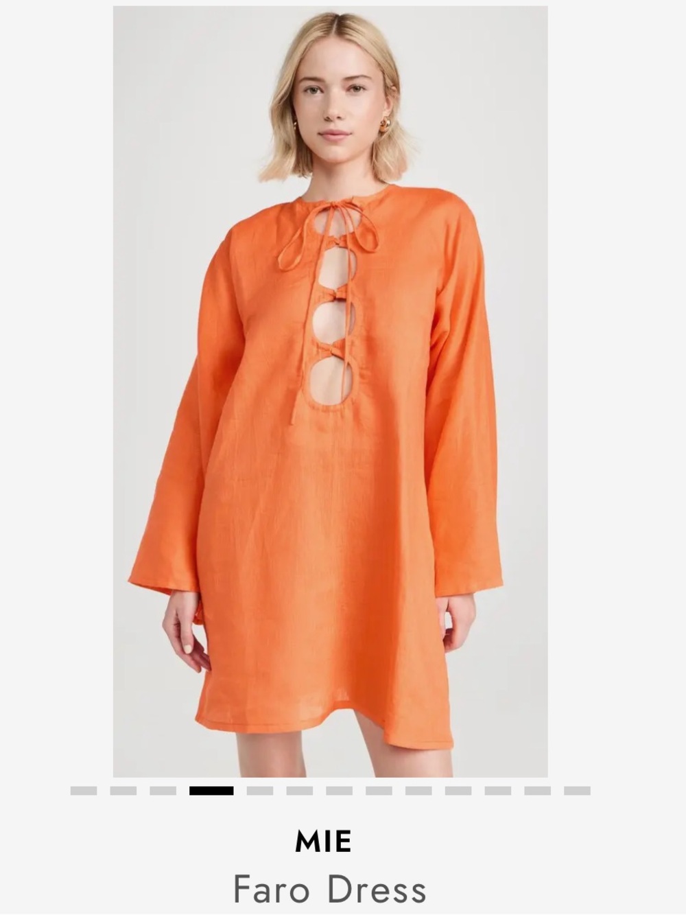 Mie Faro Dress — Orange - Size Small - 100% linen